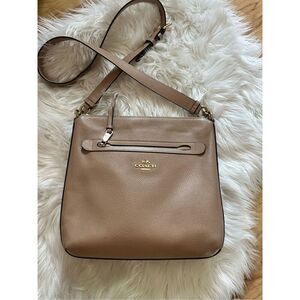 Coach F34823 Pebble Leather Mae Crossbody Bag in tan
